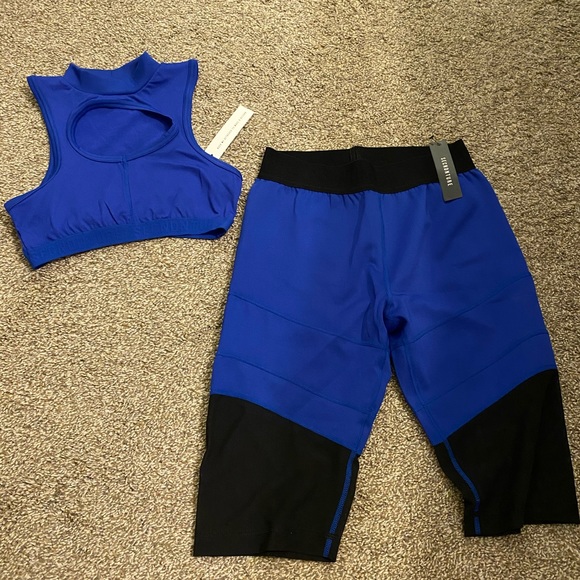 Matching cobalt blue and black workout/rave outfit - Picture 4 of 5